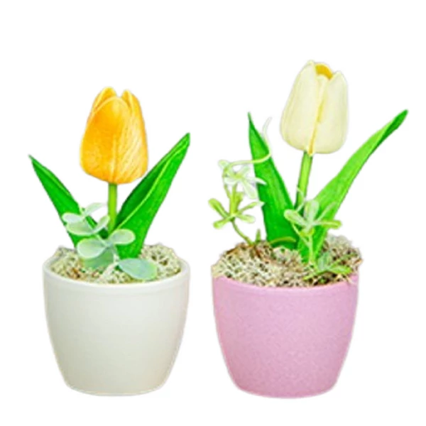 Cserepes művirág tulipán többféle színben