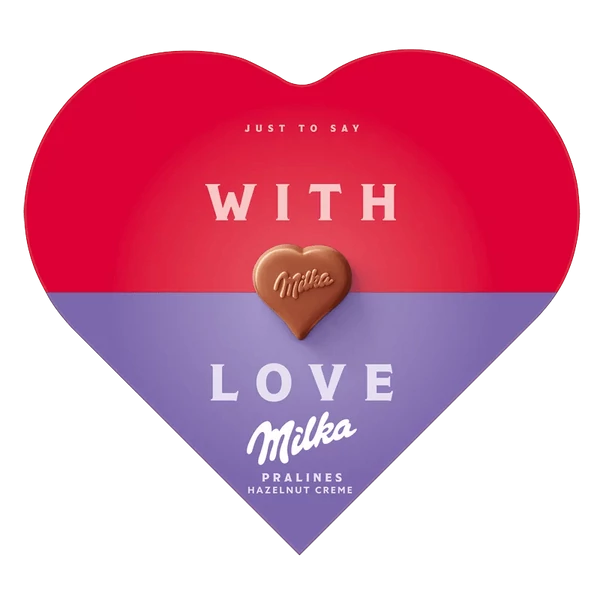 Milka I love Milka alpesi tejcsokoládé praliné mogyorós krémmel töltve 44g