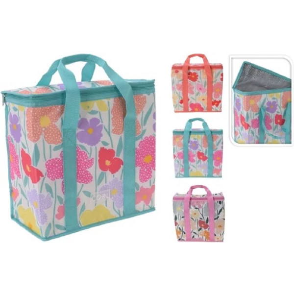 Textil virágos hűtőtáska 4féle színben 16L FB1301040
