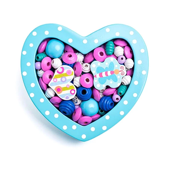 Kék szív kis fa gyöngyfűző szett