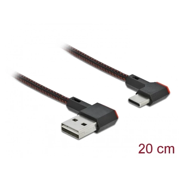 Delock EASY-USB 2.0 kábel A-típusú csatlakozódugó - USB Type-C  csatlakozódugó, ívelt bal / jobb, 0,