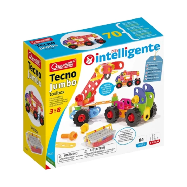 Quercetti: Tecno Jumbo munkagépek építőjáték szett 84db-os