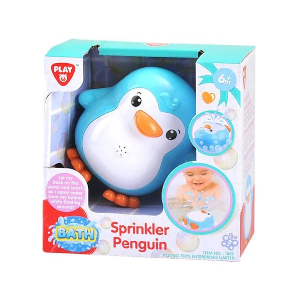 Playgo: Vizet spriccelő kék pingvin fürdőjáték
