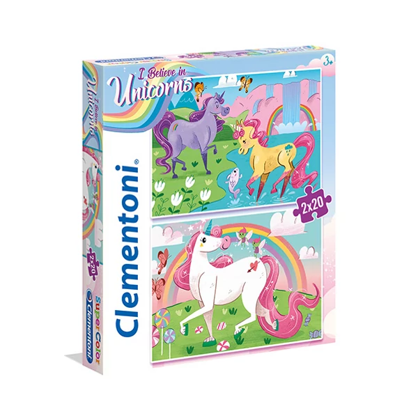 Hiszek az unikornisokban Supercolor 2 az 1-ben puzzle 2x20db-os - Clementoni