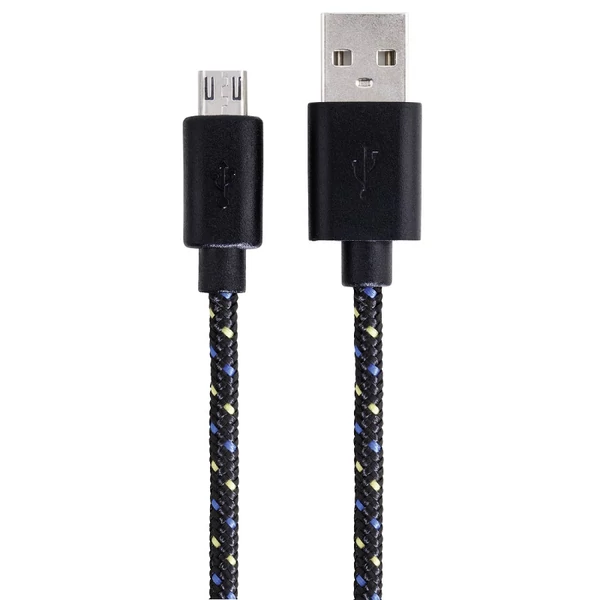 Hama micro usb adat kábel szövet bevonattal 1m - fekete (20074)