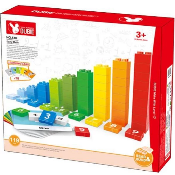 Kezdő matek 119 építőkocka + 10 kártya | 119 db építőkocka | építőjáték készlet | WANGE 510