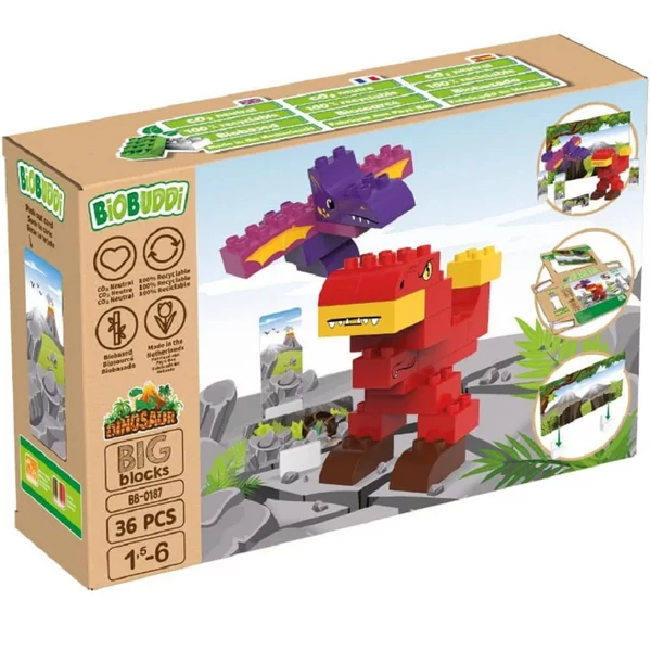 T-rex és Pterodactyl | építőjáték | 23 db építőkocka | BiOBUDDi BB-0187