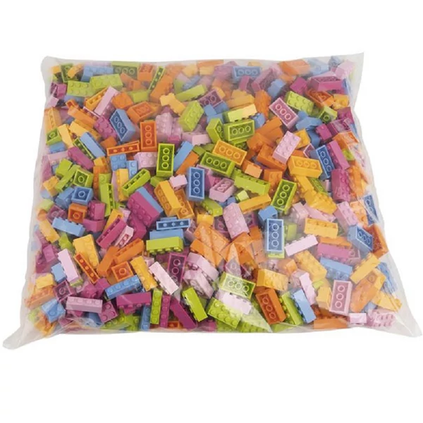 Vegyes építőkocka készlet vidám színekben - elsősorban óvodáknak (alapkockák) | építőkocka készlet | 1000 db építőkocka | Q-BRiCKS®