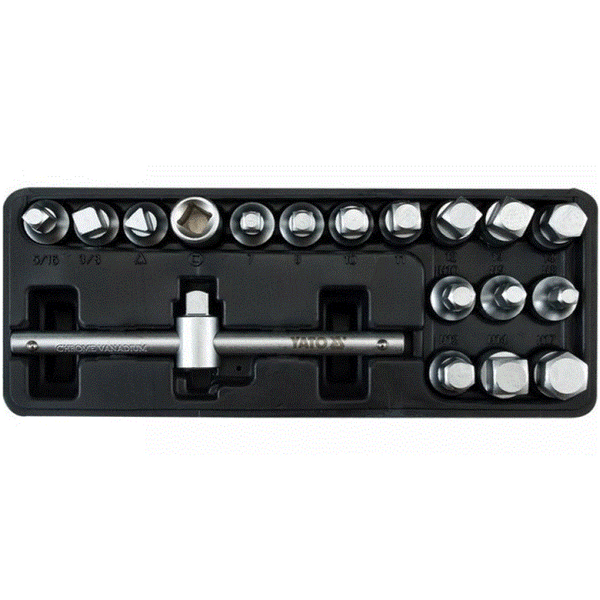 YATO Olajleeresztő kulcskészlet 18 részes 3/8 col