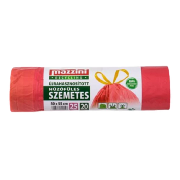 Mazzini újrahasznosított húzófüles szemeteszsák 25L 20db