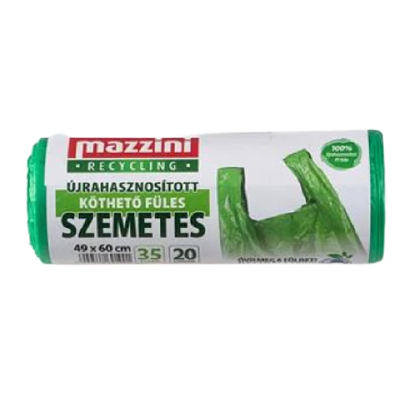 Mazzini újahasznosított köthető füles szemeteszsák 35L 20 db