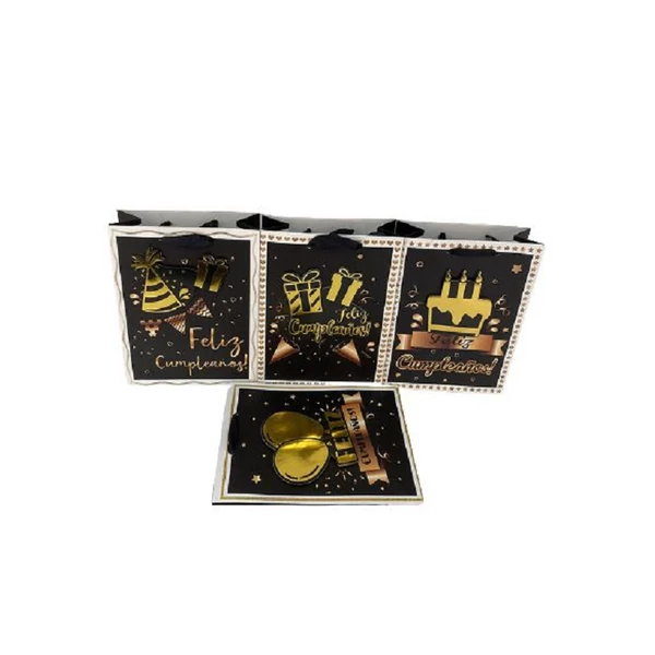 Fekete szülinapos ajándéktasak 40x30x12cm többféle változatban 277914