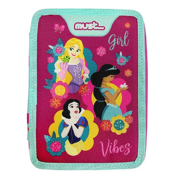 Must: Disney Hercegnők Vibes 2 rekeszes töltött tolltartó
