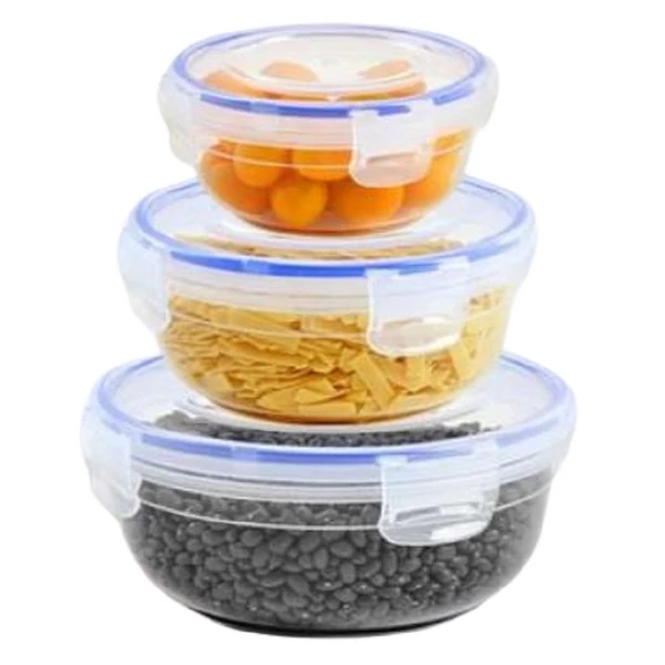 Patentzáras kerek ételtároló szett 3db-os kiszerelésben DÜ343