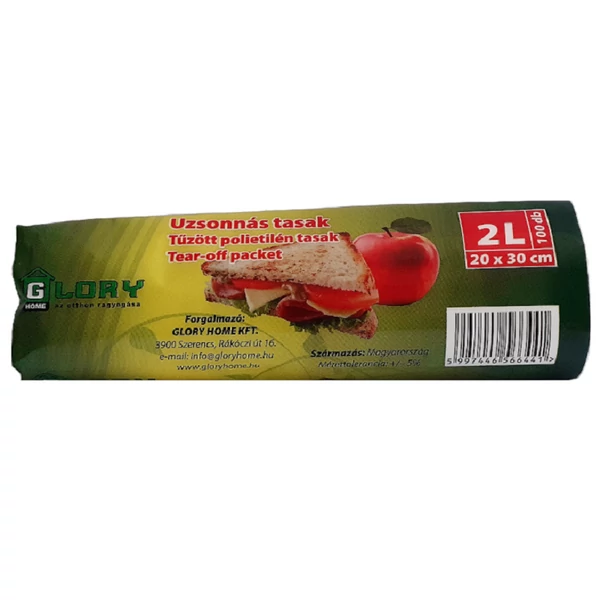 Glory uzsonnás tasak tűzött 2l 20x30cm 100db K-11121-0018