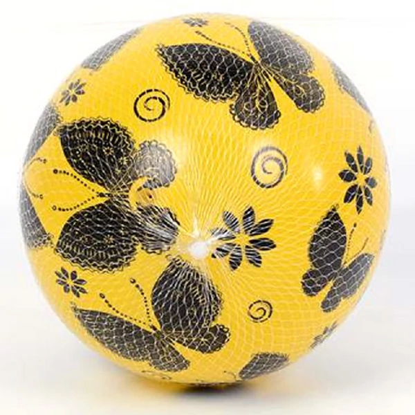 Sárga pillangó mintás gumilabda pöttyös mintával 23cm