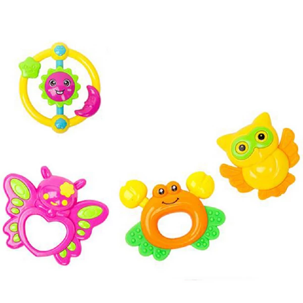 Állatos csörgő és rágóka 4db-os szett