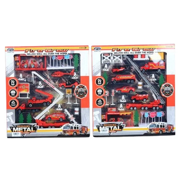 Tűzoltó játékszett benzinkúttal, járművekkel és kiegészítőkkel kétféle változatban