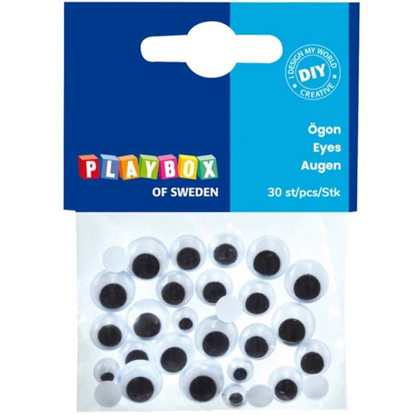 PlayBox: Fekete-fehér mozgó szemek pillákkal több méretben 30db