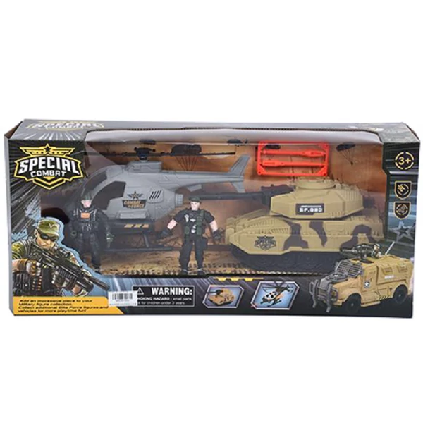 Katonai helikopter és tank játékszett katonákkal