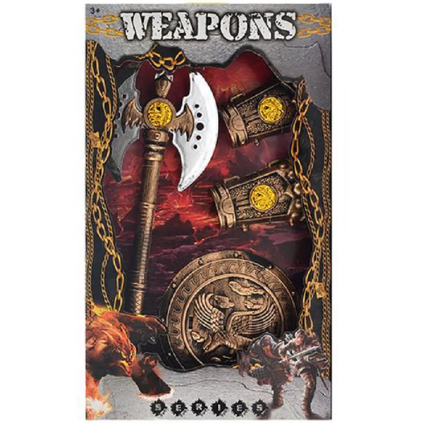 Középkori bárd pajzzsal és kézfejvédővel 4db-os szett