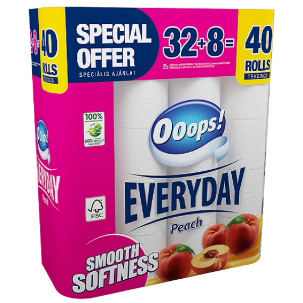 OOOPS! Everyday toalettpapír barack illatban 40tekercs 3rétegű