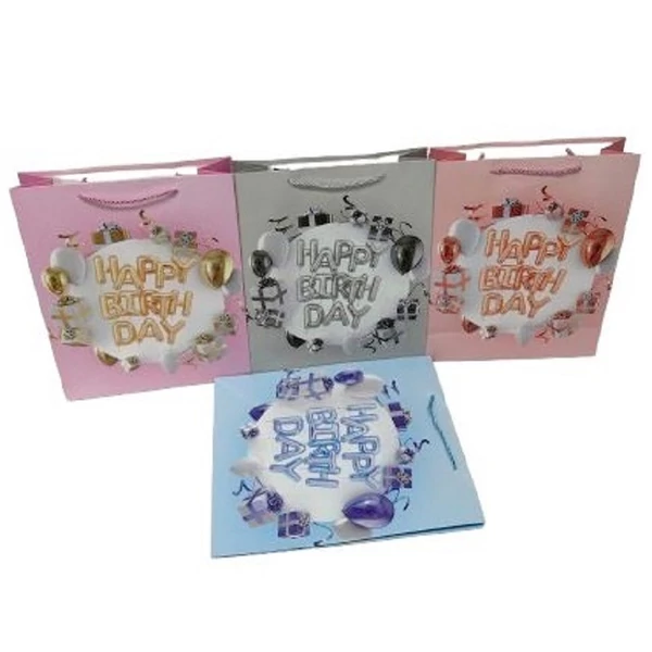 Happy birthday ajándéktasak többféle változatban 26x32x10cm 279233