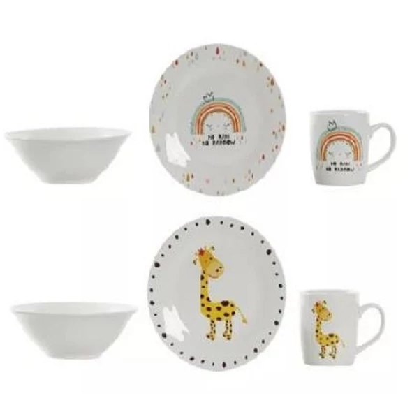 Gyermek étkészlet 3 db-os 19x19x2 cm zsiráfos