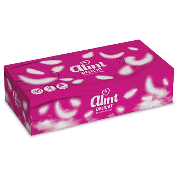 Alint dobozos papír zsebkendő (kozmetikai kendő) 100db 2 rétegű