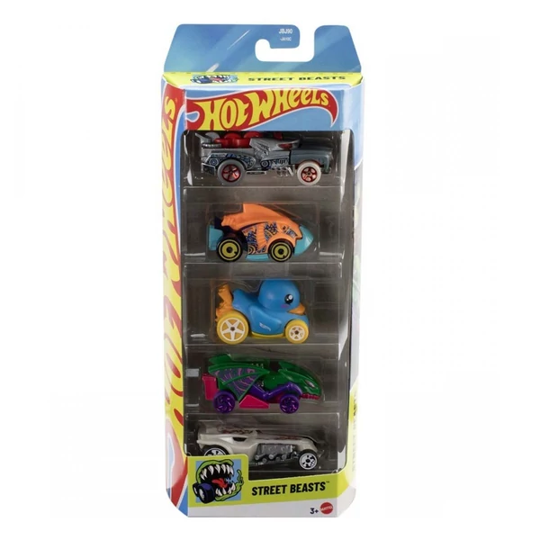 Hot Wheels: Street Beasts 5db-os járgány szett 1/64 - Mattel