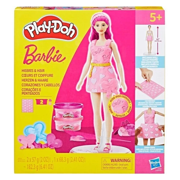 Play-Doh: Barbie szívek és hajkorona gyurma szett babával - Hasbro
