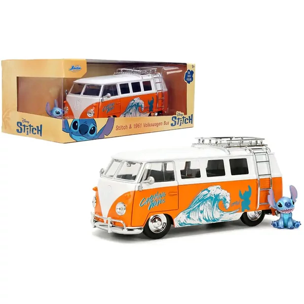 Disney Stitch – 1961 Volkswagen Busz kisautó Stitch figurával 1/24 - Jada Toys