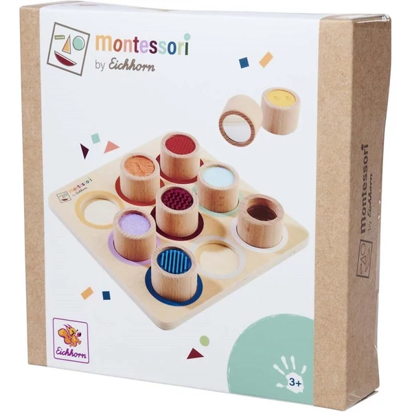 Eichhorn: Fa Montessori Érzékelő Hengerpárosító – Tapintásfejlesztő fajáték - Simba Toys