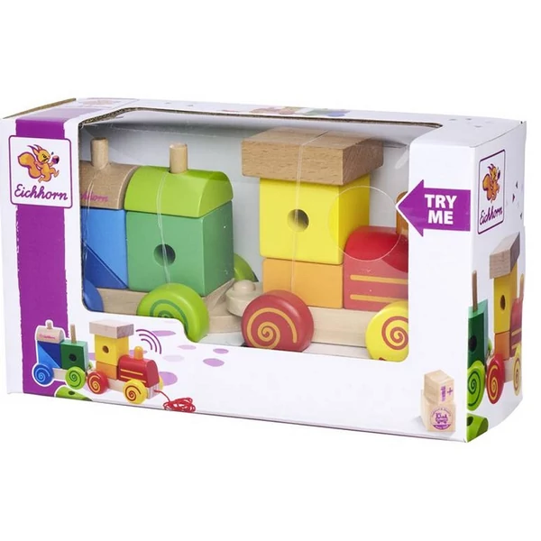 Húzható színes favonat építőelemekkel - Eichhorn