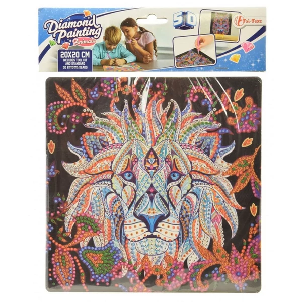 Gyémántszemes kirakó: Oroszlán gyémántfestő szett 20x20cm