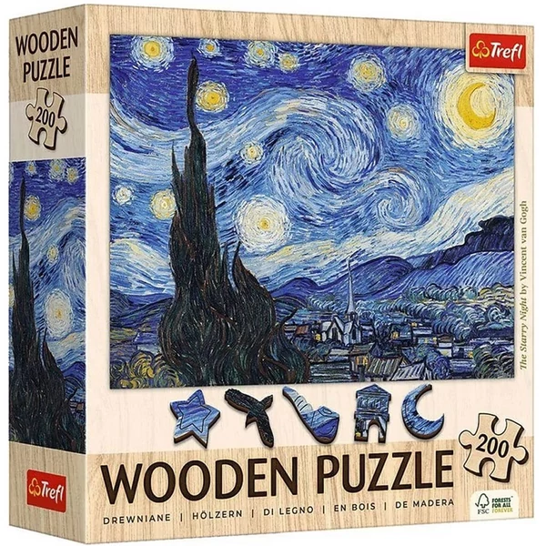 Van Gogh: Csillagos éj 200db-os fa puzzle - Trefl
