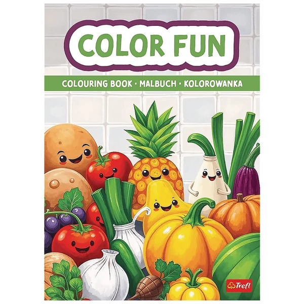 Vidám zöldségek és gyümölcsök kifestőkönyv - Trefl