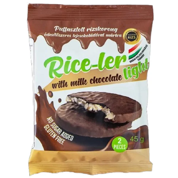 Rice-ler puffasztott rizskorong édesítőszeres tejcsokoládéval mártva 45 g