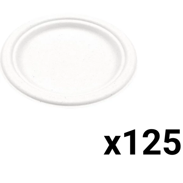 Bio lebomló cukornád lapostányér 17,5cm 125db-os kiszerelésben 34002