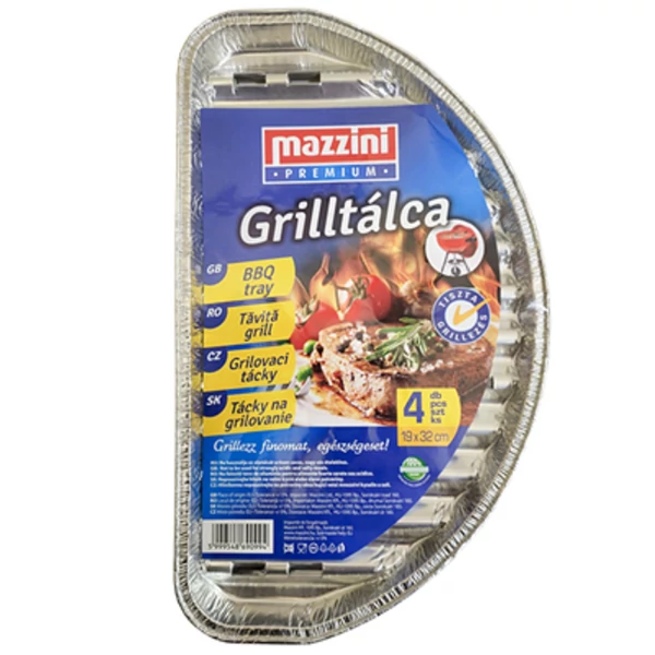 Mazzini félkör alakú premium grilltálca 4db-os kiszerelésben 19x32cm