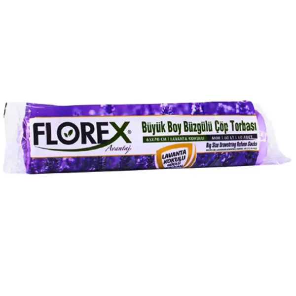 Florex levendula illatú húzózáras szemeteszsák 60 L 65x70 CM 10 DB