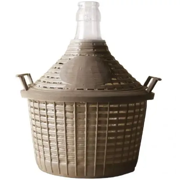 Műanyag borítású 54 L-es üveg demizson dugó nélkül