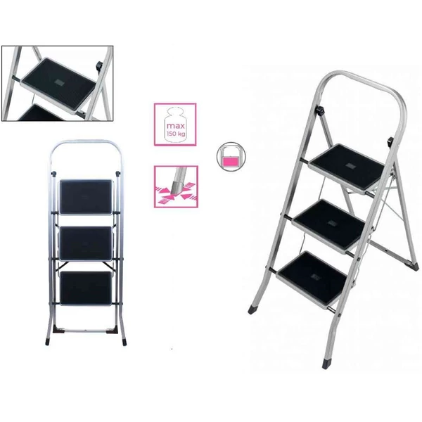 Csúszásmentes fém 3 lépcsős fellépő