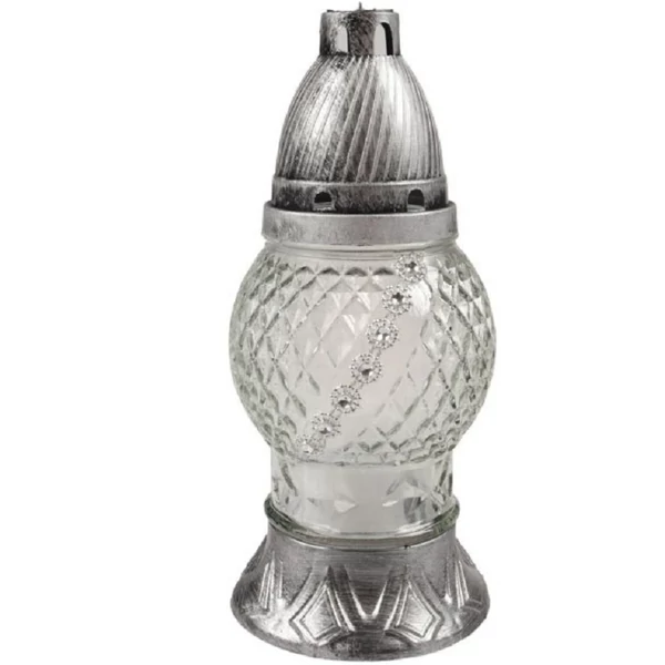 Gömb alakú kegyeleti mécses dísszel 19cm LZ-163