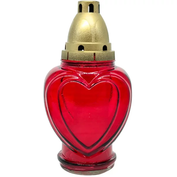 Szív formájú kegyeleti mécses kétféle színben 21,7cm Z-92