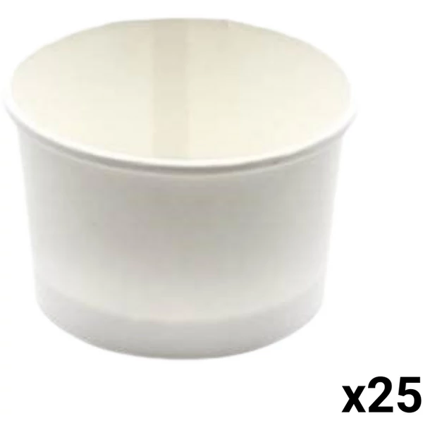 Fagyis papírpohár, tégely fehér színben 245ml 25db-os kiszerelésben 107353