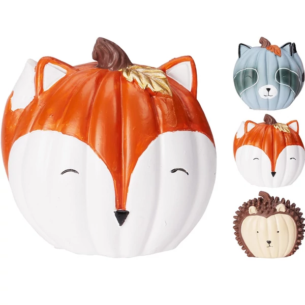 Őszi dekoráció tök formájú állatkák többféle változatban 9x9cm ALX971690