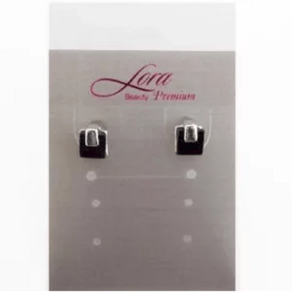 Lora fekete-ezüst négyzet fülbevaló 841378