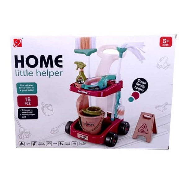 Játék elemes takarítókészlet kocsival 90447