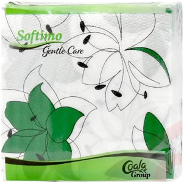 Softimo zödeskék virágmintás szalvéta 1rétegű 45db-os kiszerelésben